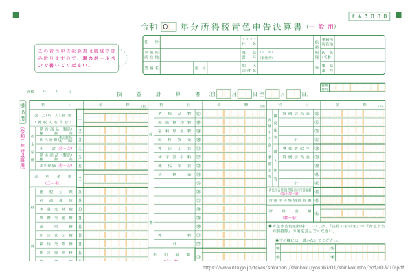 青色申告決算書